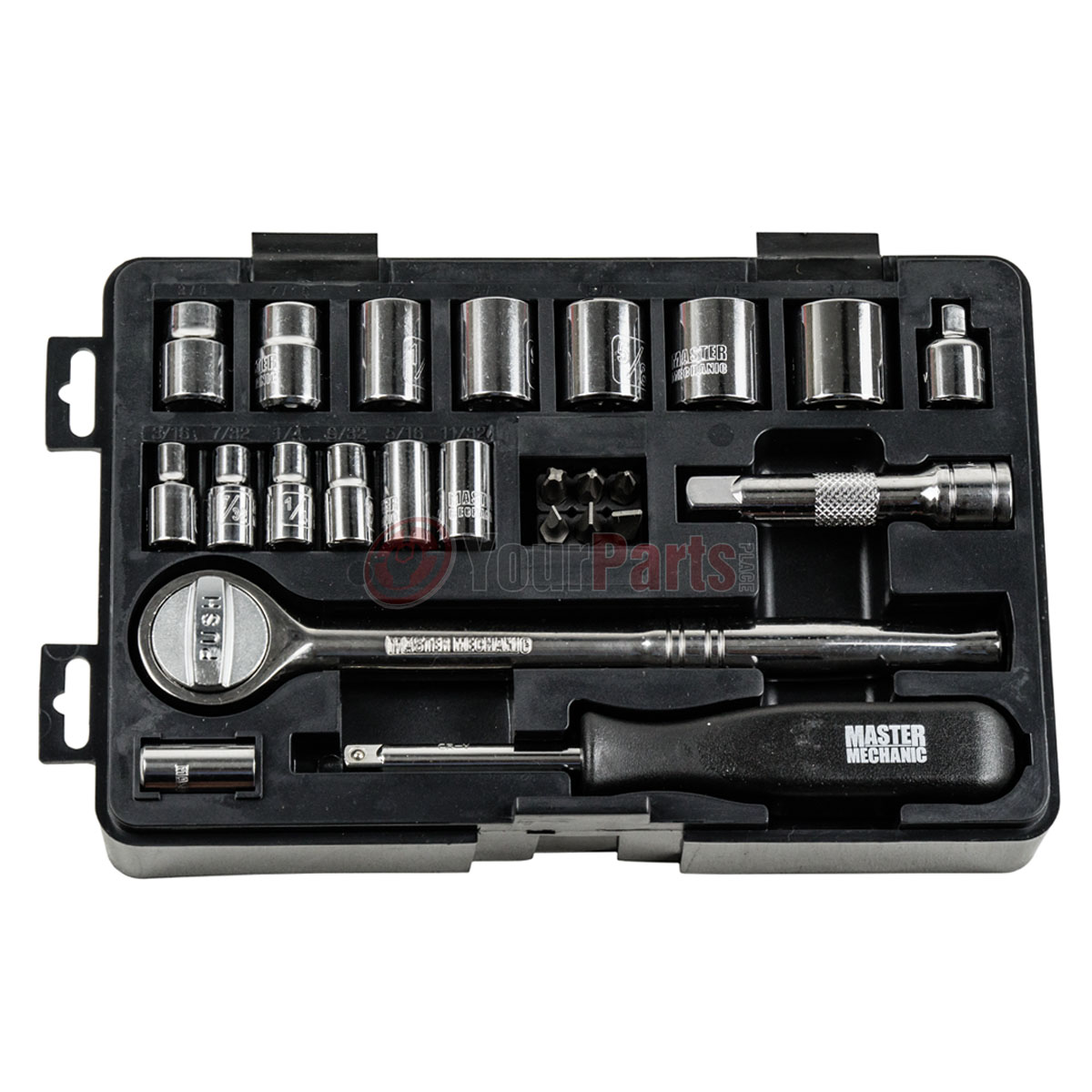 Master Mechanic 24Pc SAE 1/4" 3/8" Drive Socket Set Quick Release